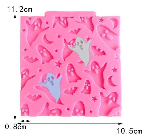 Halloween Ghost Fondant Mold - Silicone Cake Decorating Mat with Bats &#x26; Stars