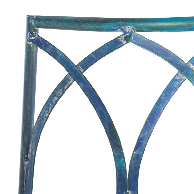 Wrought Iron Half-Circle Bench for Outdoor Patio and Garden