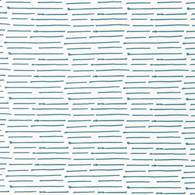1 Yard Ink Stripe Denim Oyster Linen Fabric with Painterly Linear Print for Decor