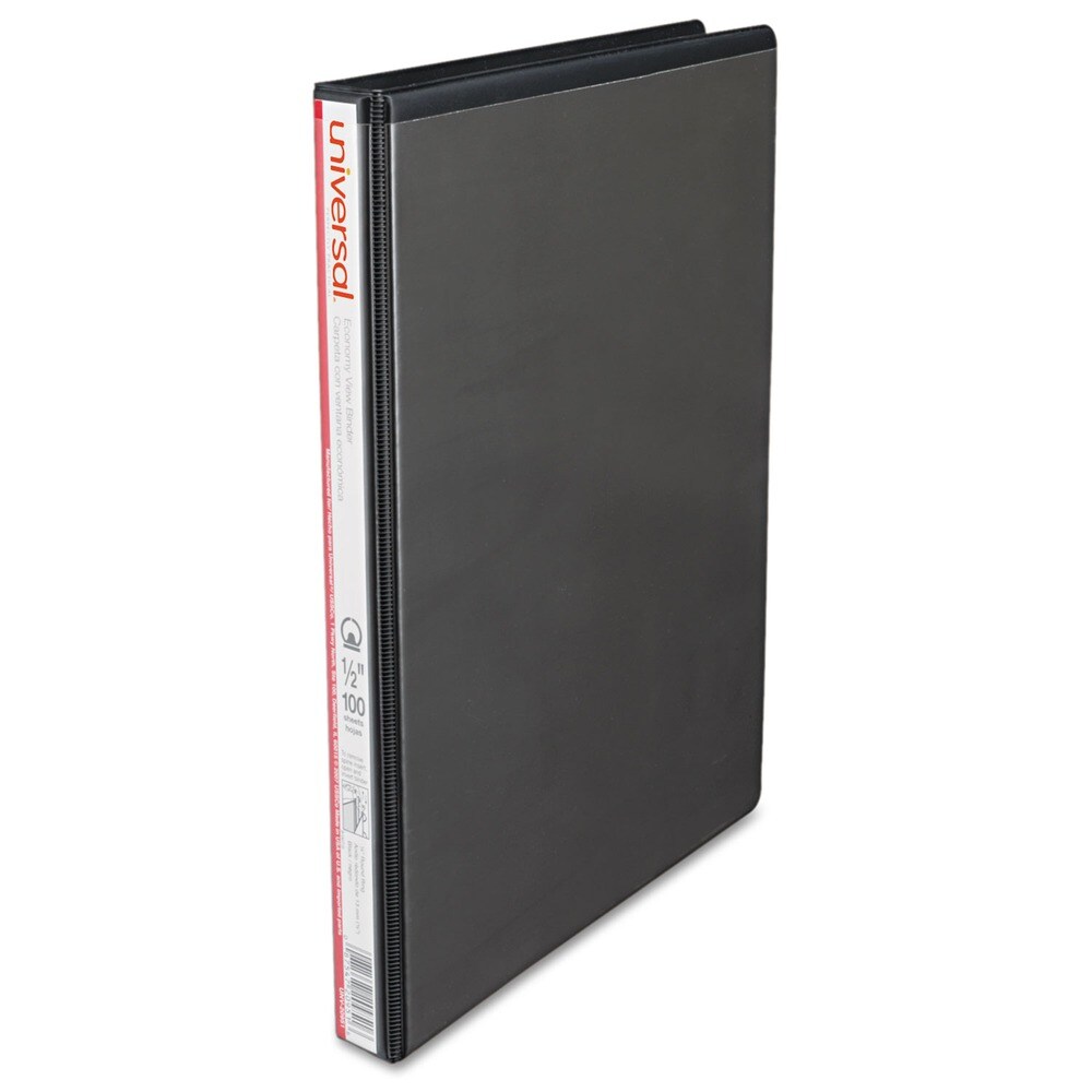 Universal 3 Ring 0.5 in. Capacity Economy Round Ring View Binder - Black