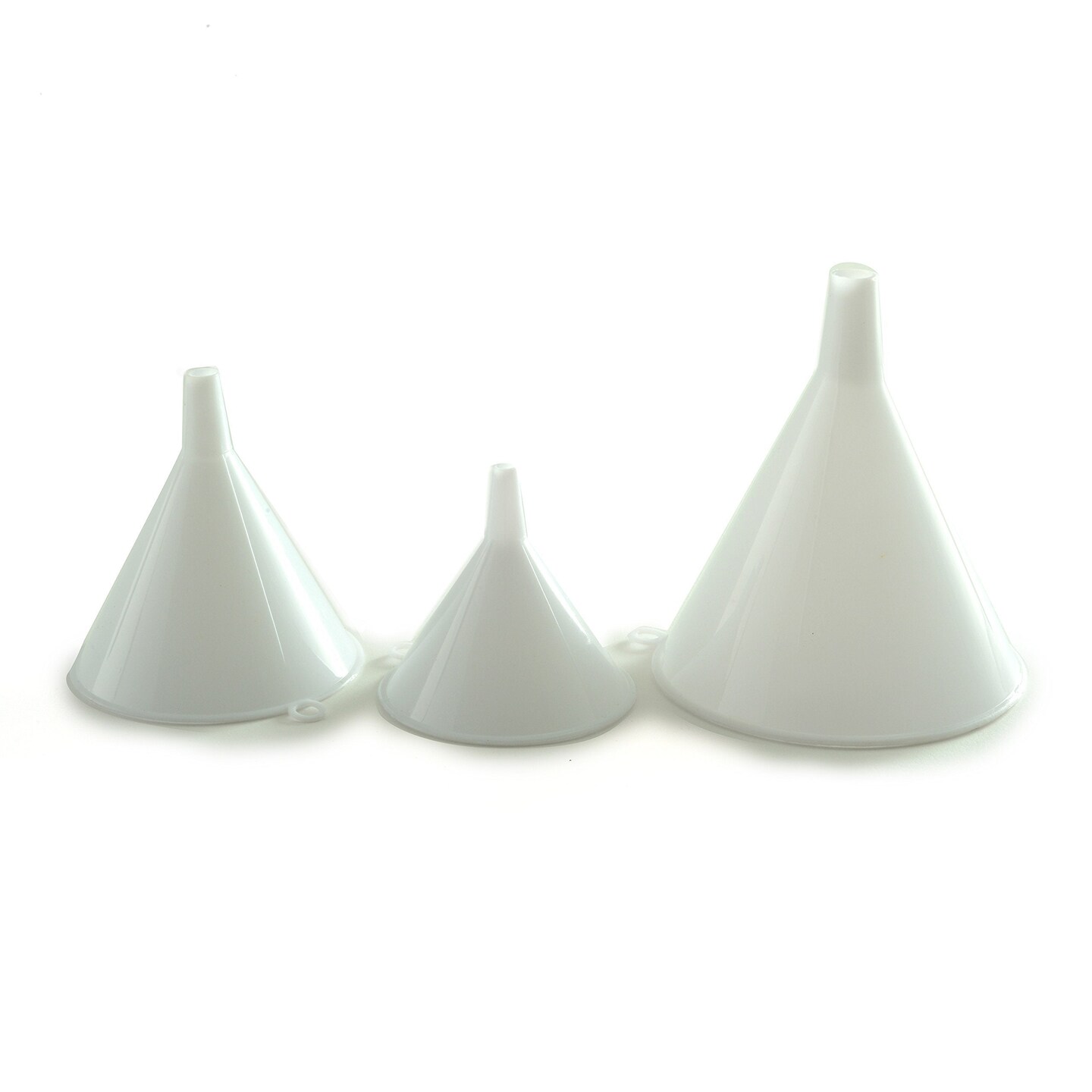 Norpro Durable Plastic Funnels, 2.5" to 4" Wide Mouth, Set of 3,  White