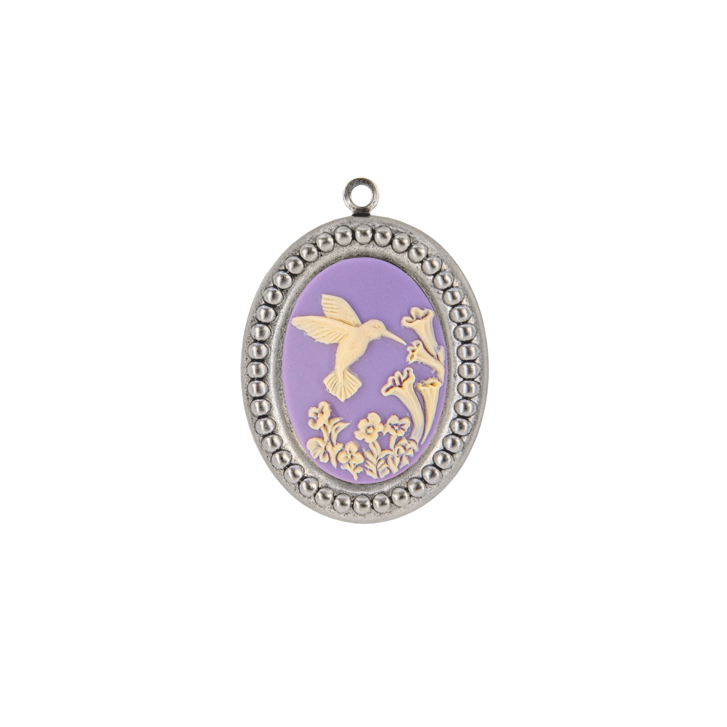 Hummingbird 24x18mm Cameos - Cream and Lavender Resin Cameos - Set of Four - CAM360