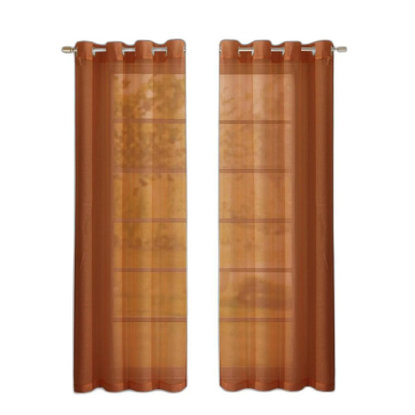 Edge Collections - Orange - Elegant Modern Semi-Sheer Window Panels - 2 Piece
