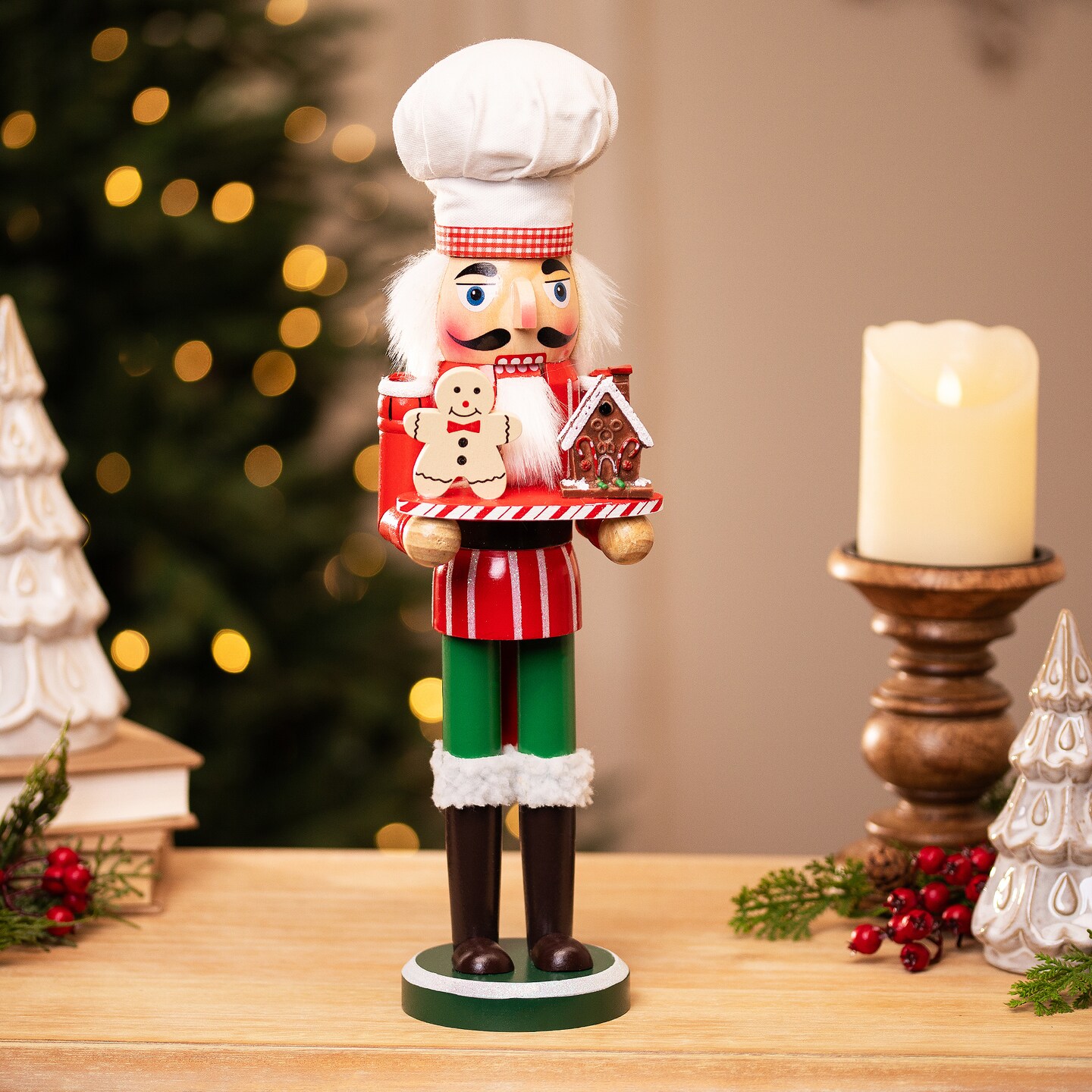 Northlight Gingerbread Chef Wooden Christmas Nutcracker - 15"