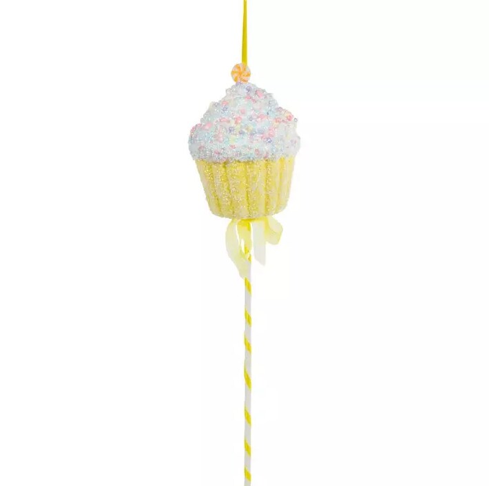 21.5" Sprinkled Cupcake Pick – Whimsical Christmas Tree Decoration & Holiday Accent