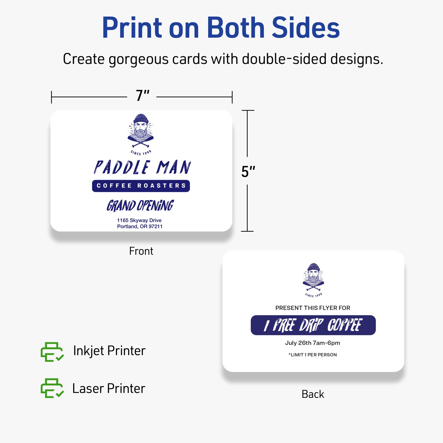 Avery Matte White Invitation Cards, 5" x 7" Rectangle Rounded Corners