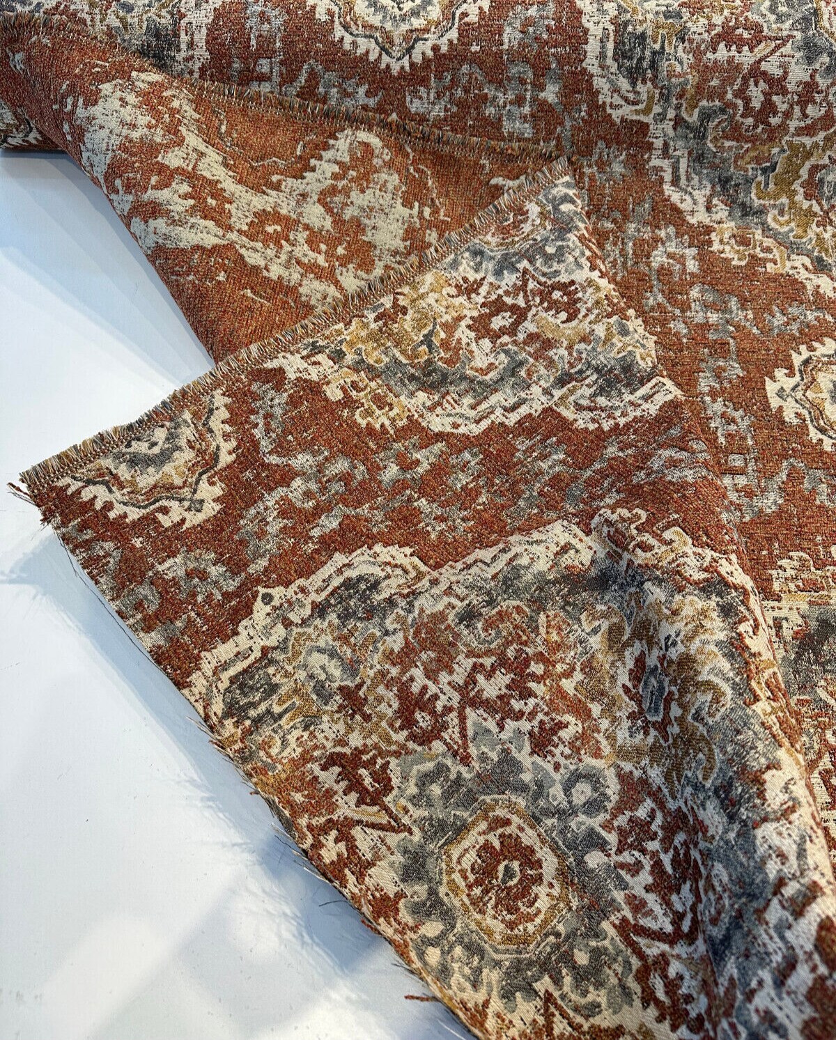 1 Yard Auburn Damask 67% Polyester 33% Poly Chenille Upholstery Fabric 57.75 Inch Width