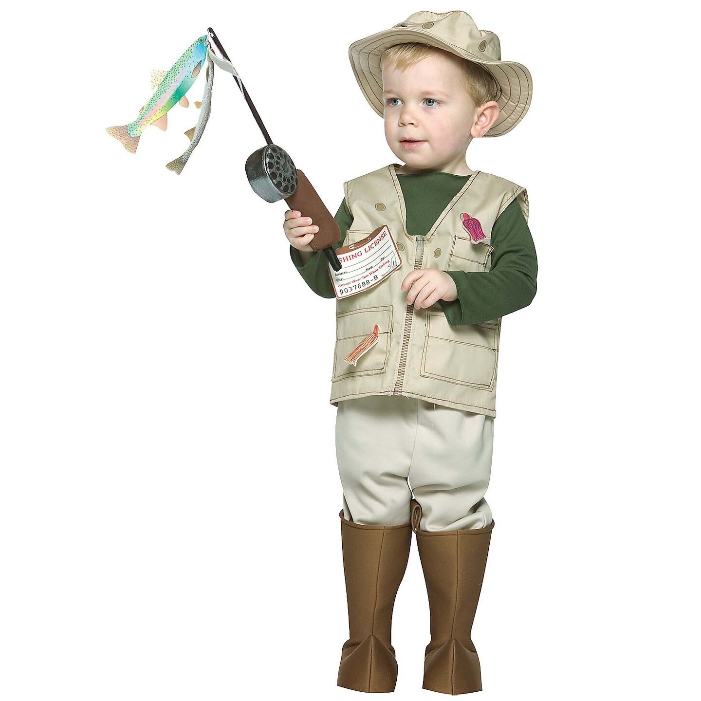Future Fisherman Toddler Costume Size 3-4T Khaki Fishing Outfit