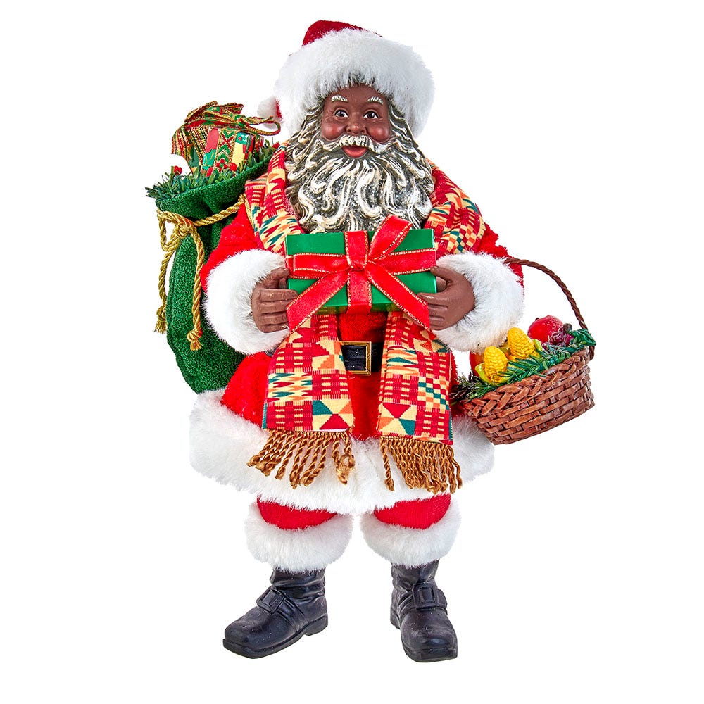 Kurt Adler 12-Inch Fabrich&#xE9; Kwanzaa Santa