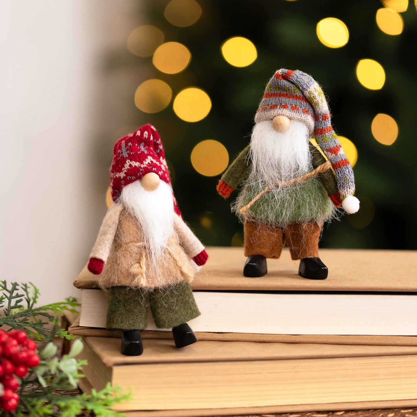 Northlight Standing Nordic Gnomes Christmas Decorations - 4.75" - Set of 2