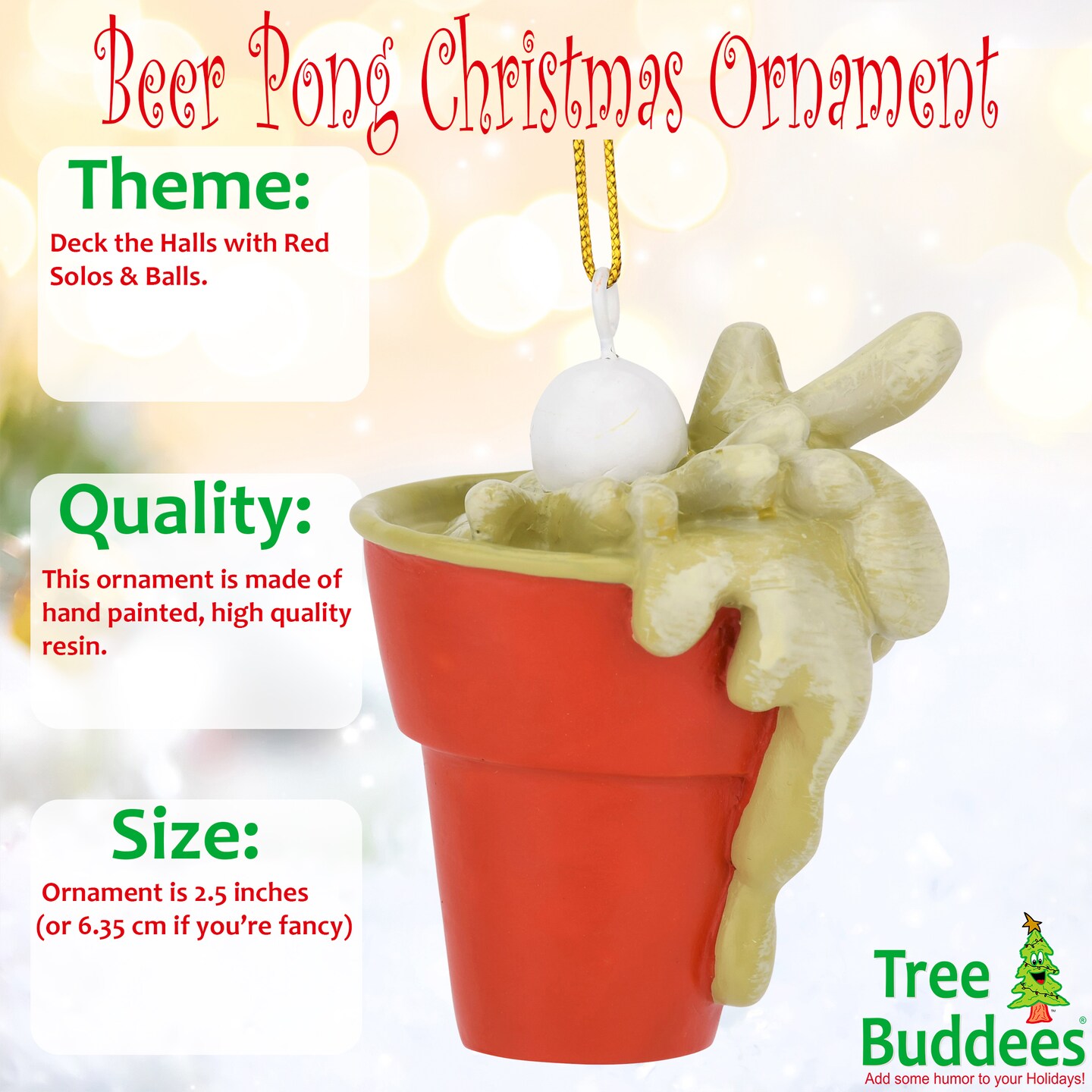 Tree Buddees Beer Pong Christmas Ornament