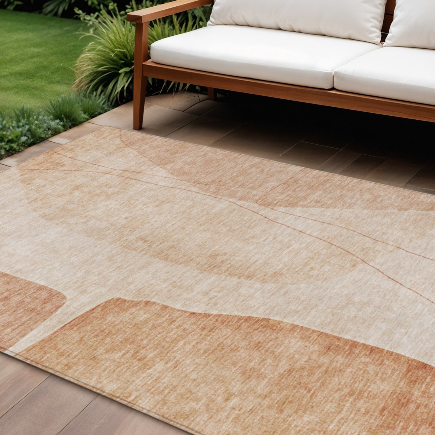 Edge Collections - 9' x 12' - Orange - Washable Durable Abstract Area Rug for Indoor and Outdoor Use - 1 Piece