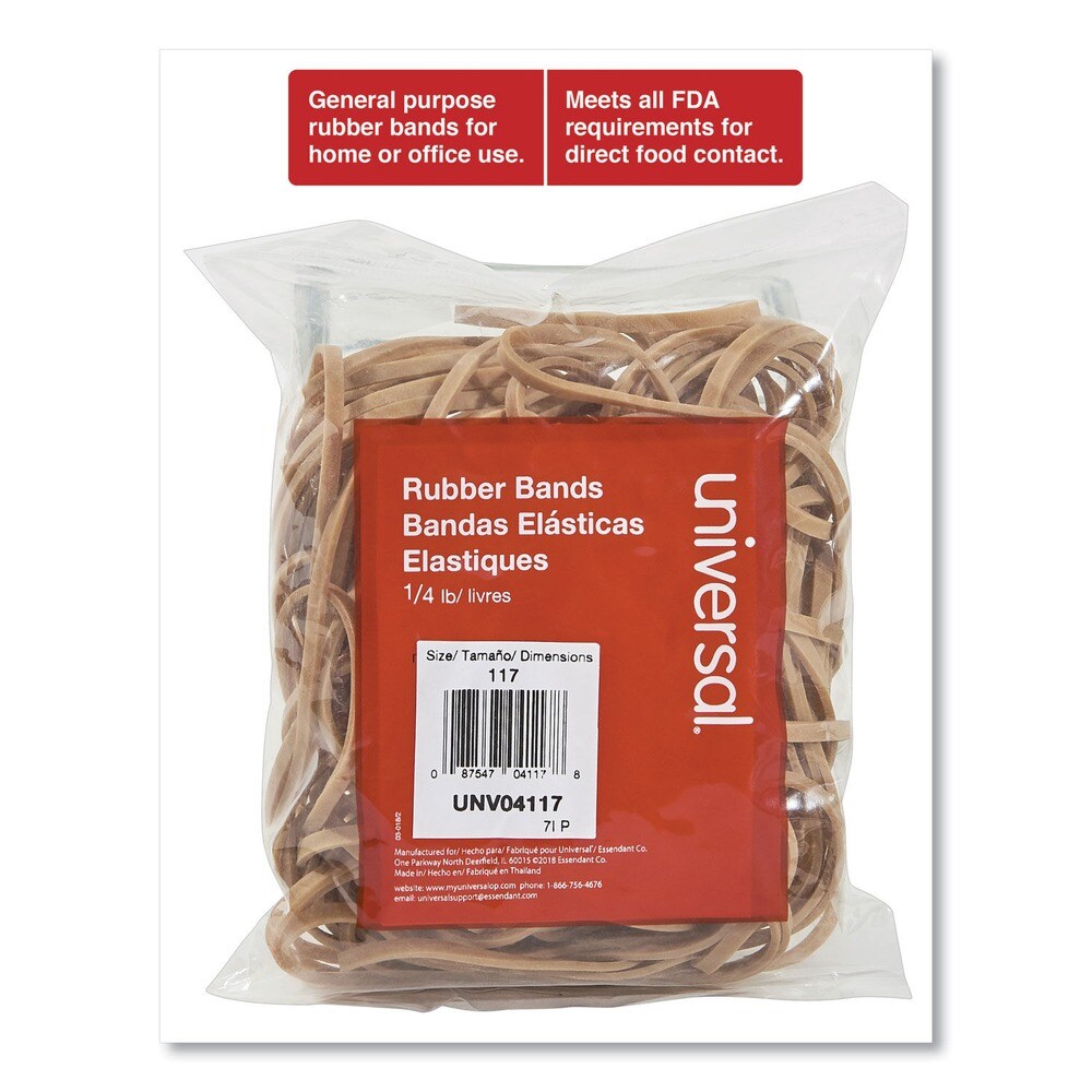 Universal 4 oz. Box 0.06 in. Gauge Size 117 Rubber Bands - Beige (50/Pack)