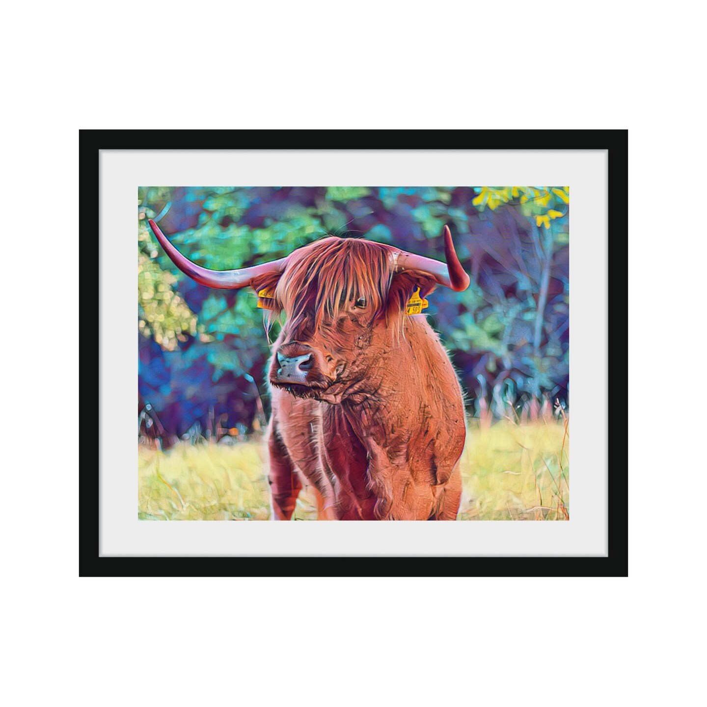 Highland Cow Framed Art Print for Rustic Home Decor