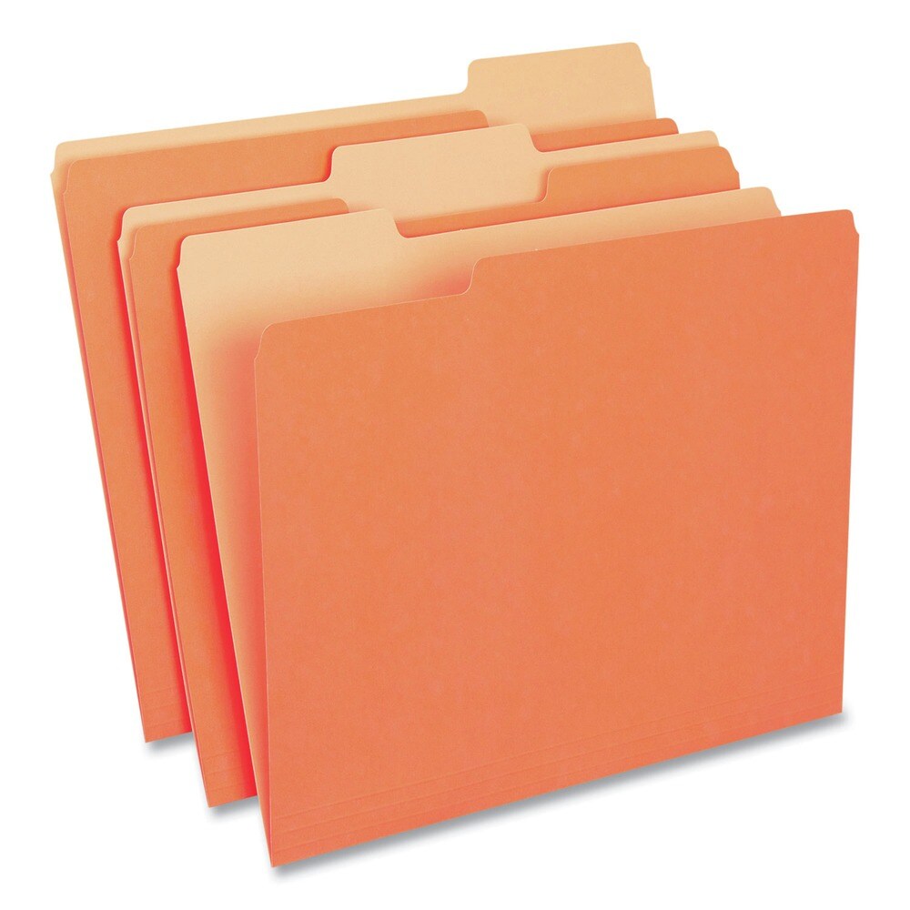 Universal Deluxe Colored 1/3-Cut Top Tabs Letter Size File Folders - Orange/Light Orange (100/Box)
