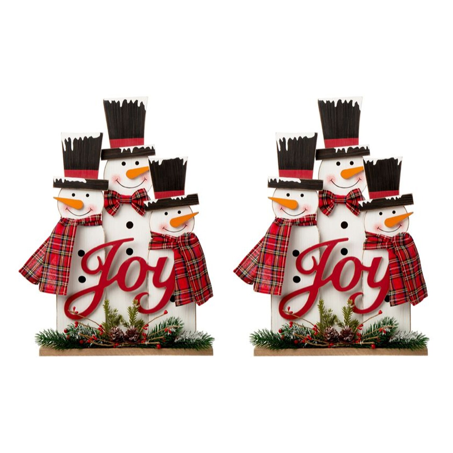 Set of 2 18&#x201C;H Wooden Snowman Family Table Decor
