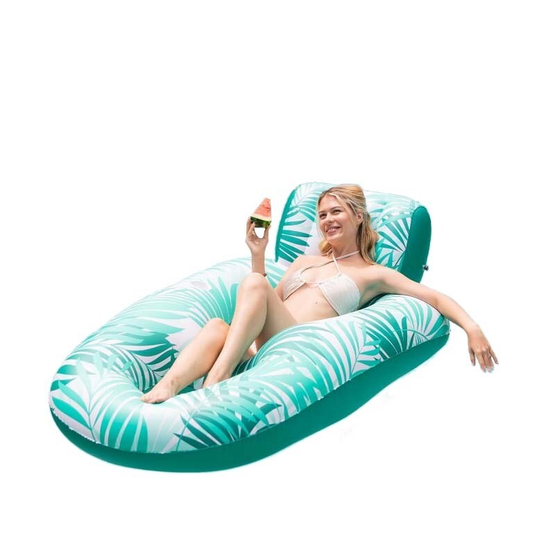 1 Inflatable Pool Lounger Float for Adults Supports 300 lbs with Cup Holder Headrest and Footrest