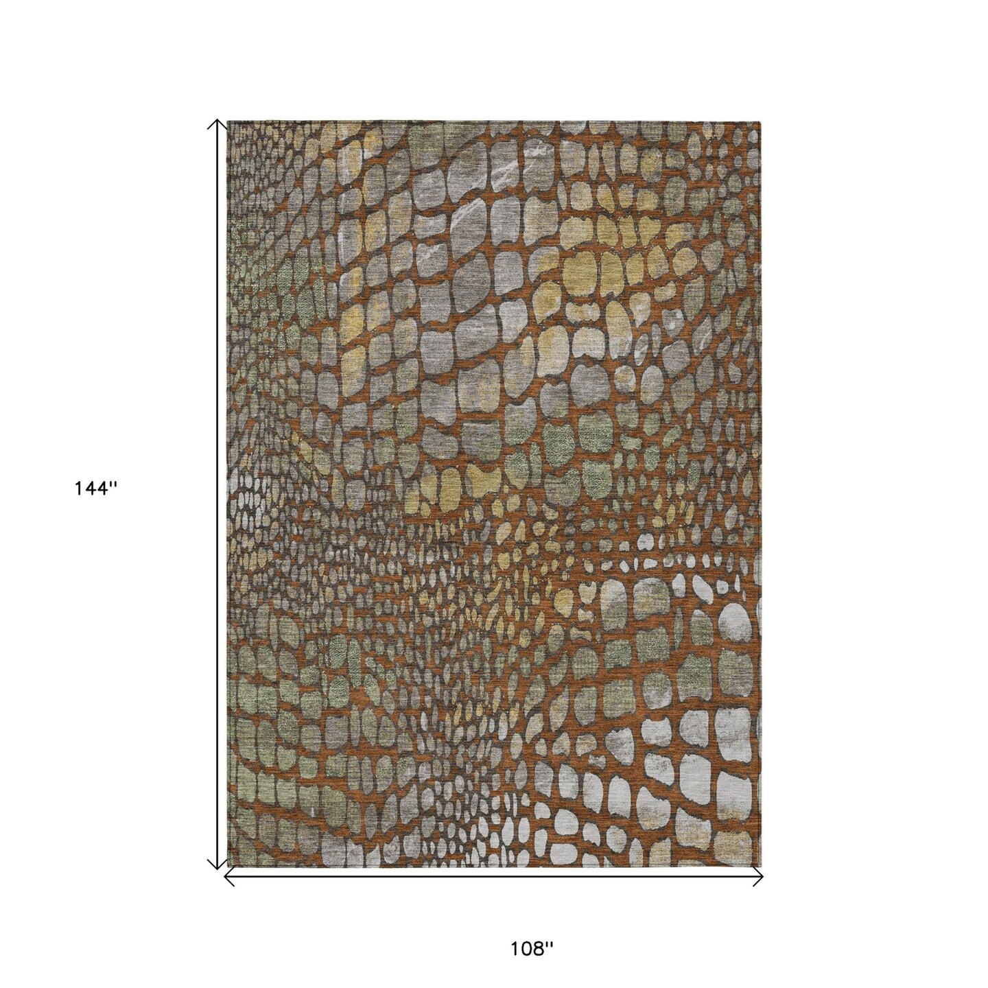 Edge Collections - 9' x 12' - Brown - Abstract for Indoor and Outdoor Use Washable Area Rug - 1 Piece