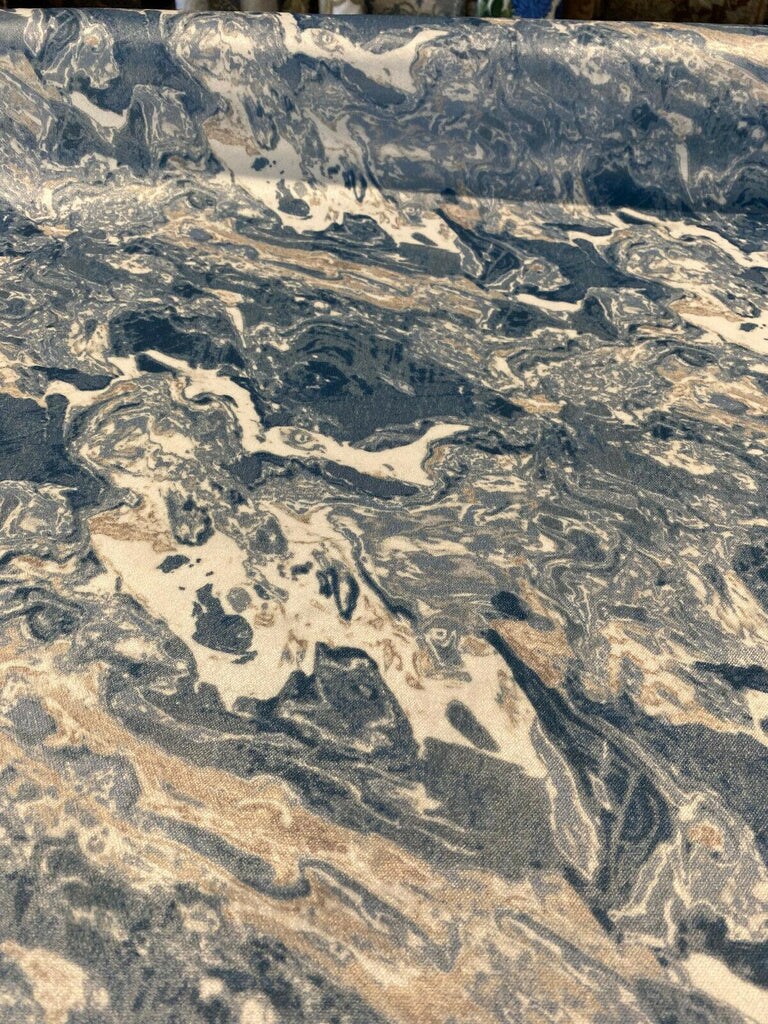 1 Yard Upholstery Velvet Fabric Marble Gate Blue Cerulean Durable Latex Backed 100% Polyester 54 Inch Width