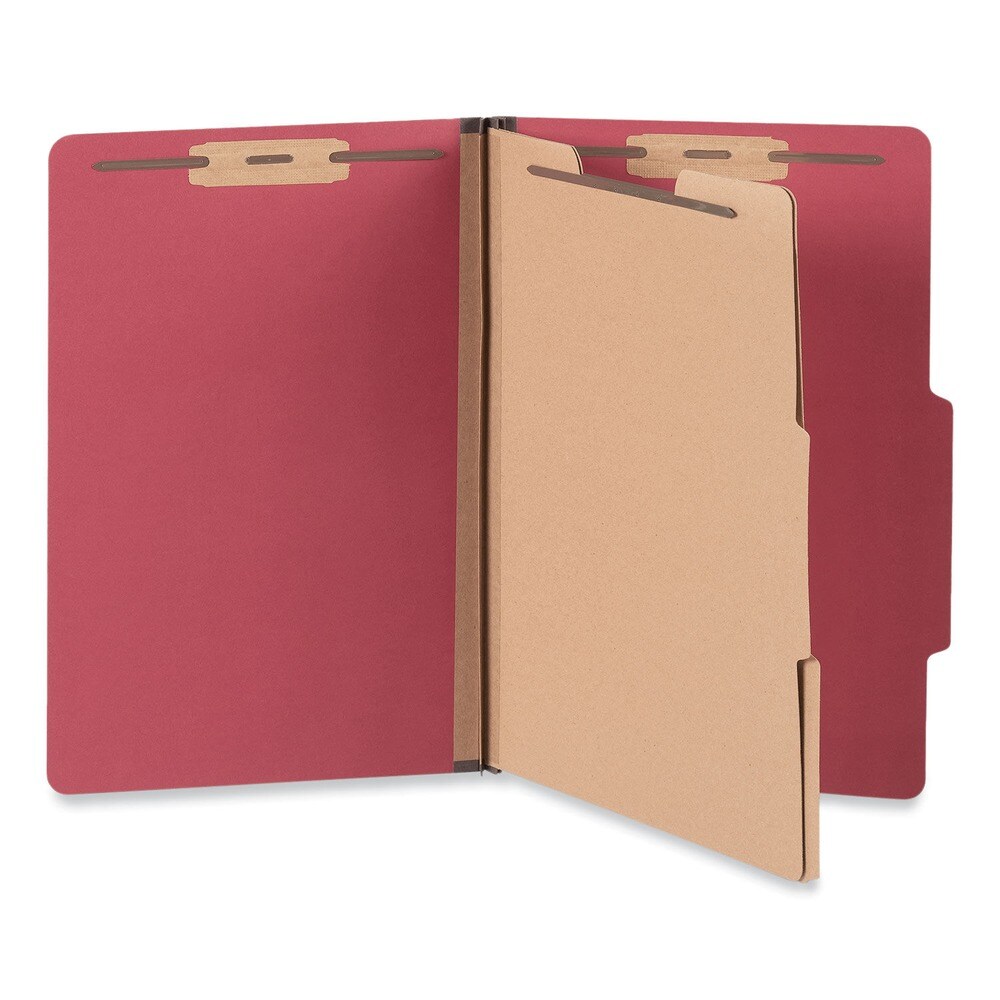 Universal Six-Section Pressboard Classification Folders - Legal Ruby Red (10/Box)