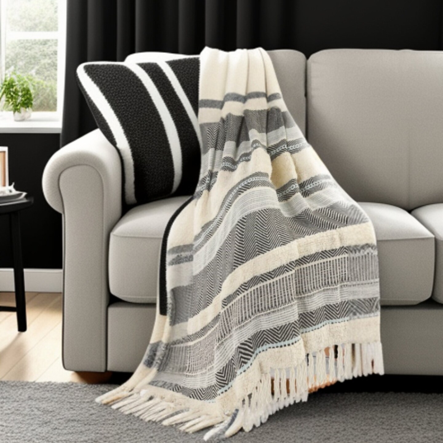 Edge Collections - 60" x 50" - White - Woven Herringbone Throw Blanket for Ultimate Cozy Vibes - 1 Piece