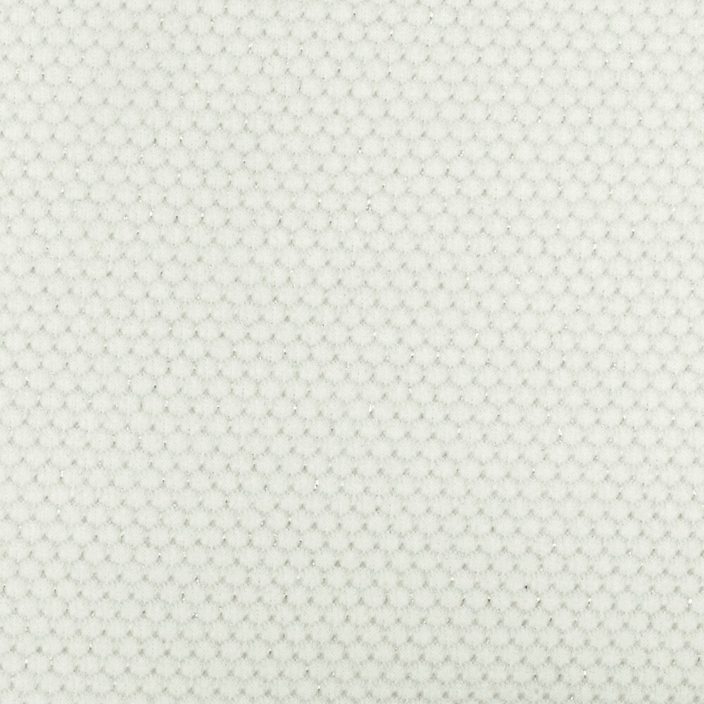 White-Silver Honeycomb Metallic Jacquard Fleece Back Jersey Knit Fabric By the Yard