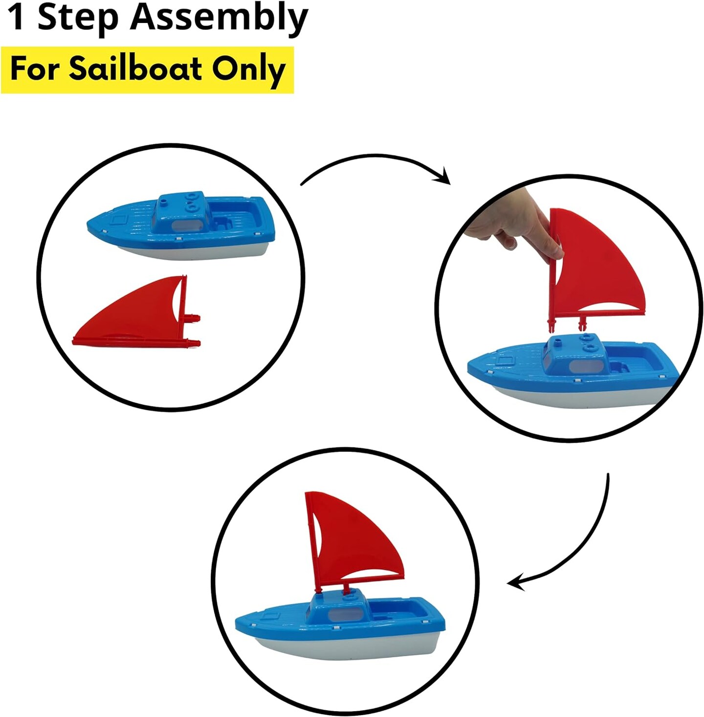 4E&#x27;s Novelty 3 Pack Toy Boat Bath Toys &#x2013; Bath Boats &#x26; Pool Toys Toddler, 10&#x22; Large Plastic Boats for Water Play