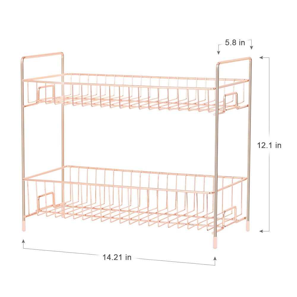 2-Tier Spice Shelf, Kitchen Spice Rack Organizer, Golden rose