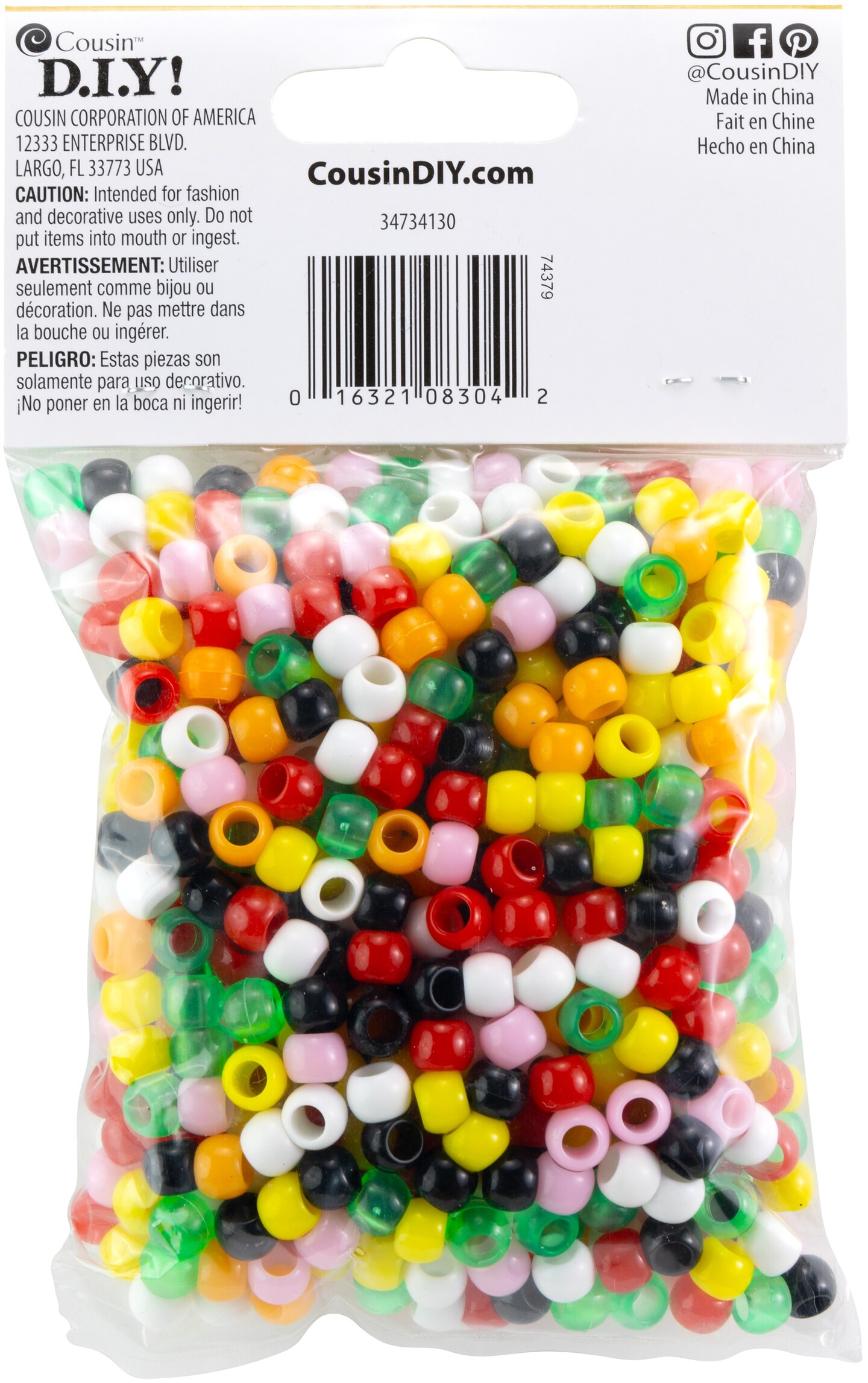 CousinDIY Fun Pack Acrylic Pony Beads 650/Pkg-Assorted Colors