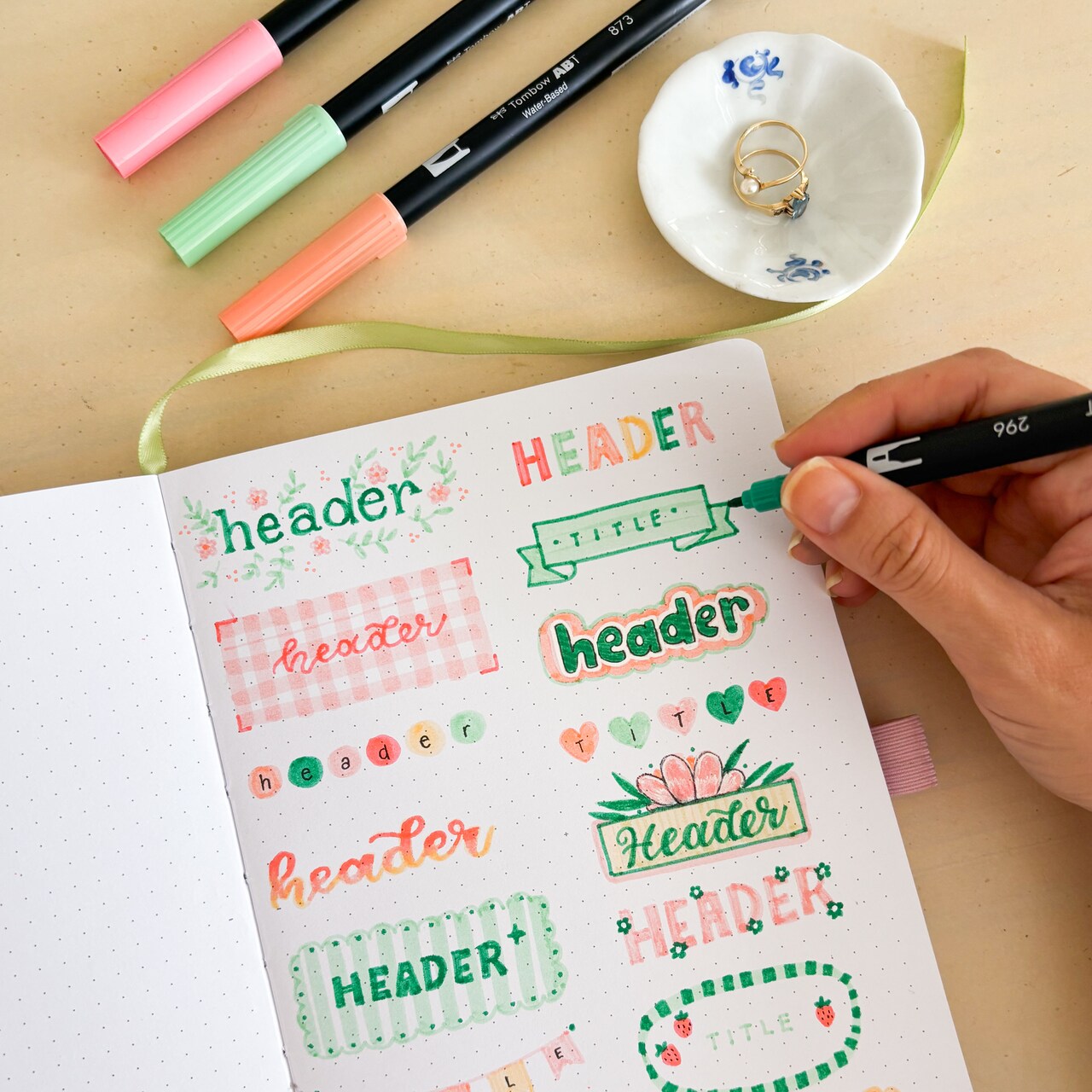 Decorative Headers with Tombow Dual Brush Pens