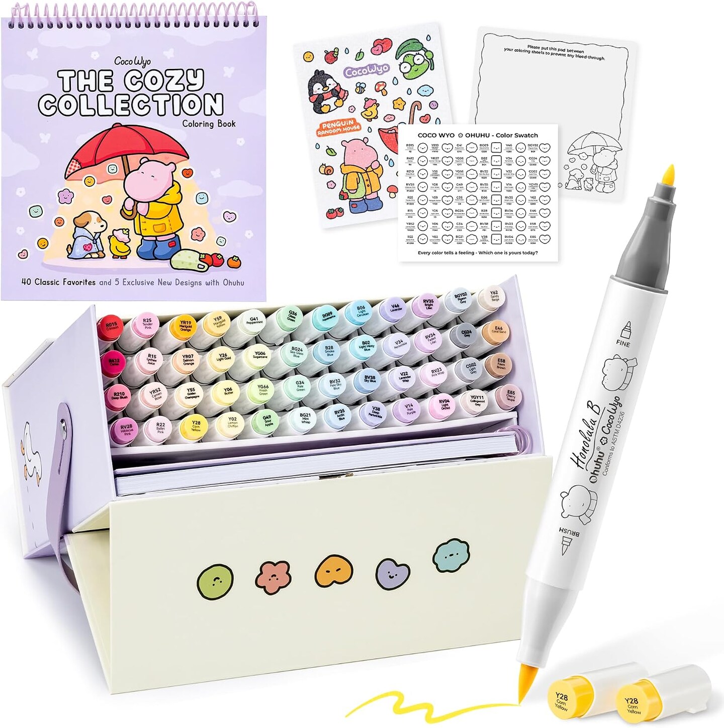 Michaels, Ohuhu × Coco Wyo Coloring Set 48 Alcohol Markers& Coloring Book Brush& Fine | Co-branded Coloring Kit, 48-color Dual Tips Honolulu B, for Adults Beginners Artists Cozy Coloring, Great Gift Idea – Category: Dual Tip Art Markers