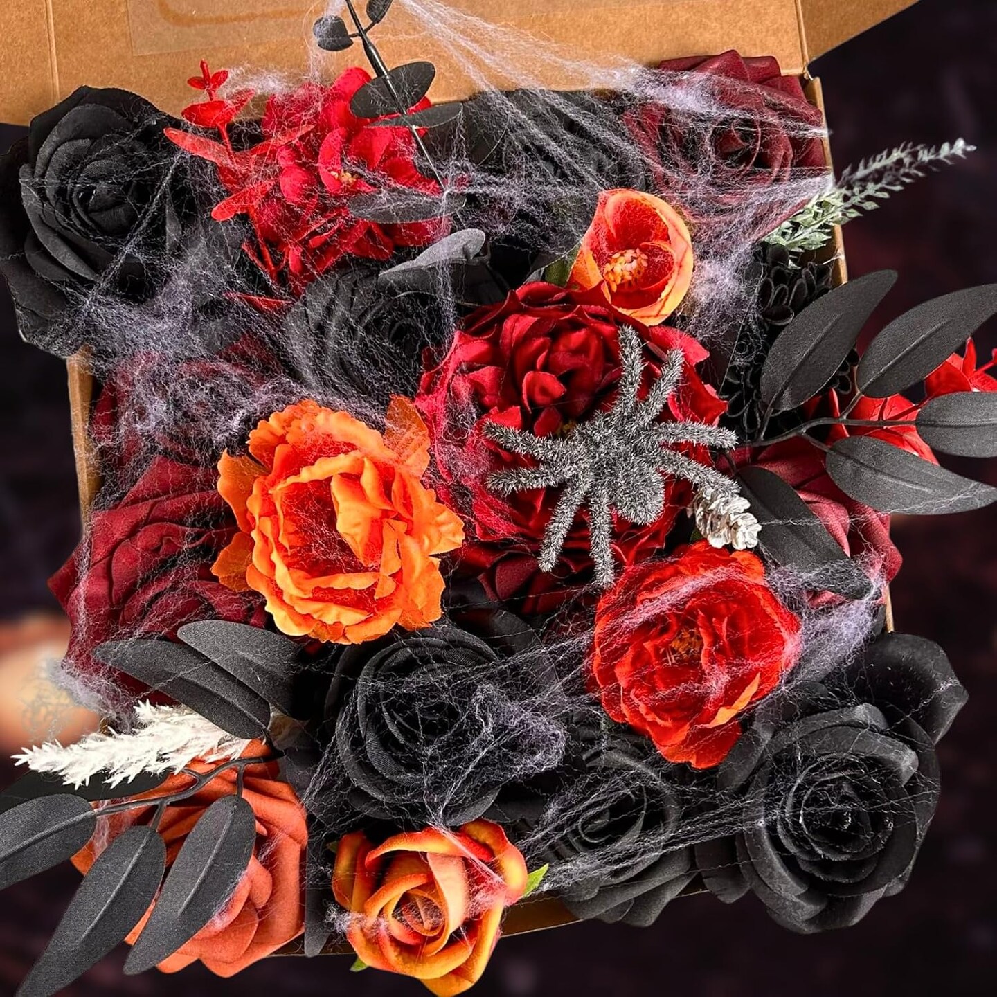 Artificial Halloween Flowers Arrangement Set – Orange Black Red  display picture 1