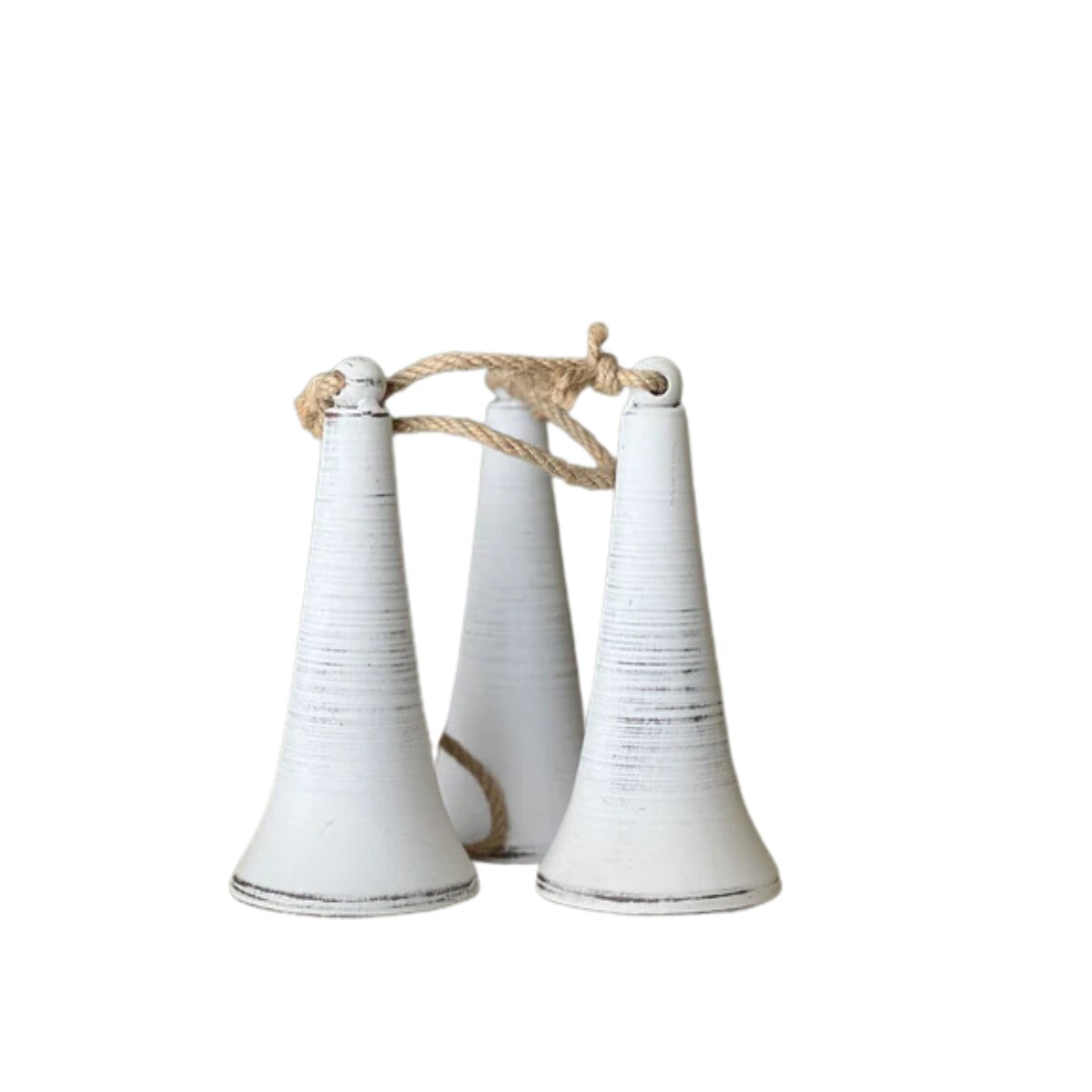 Belfry Bells Drop in White — Rustic Metal Christmas Bell Accent