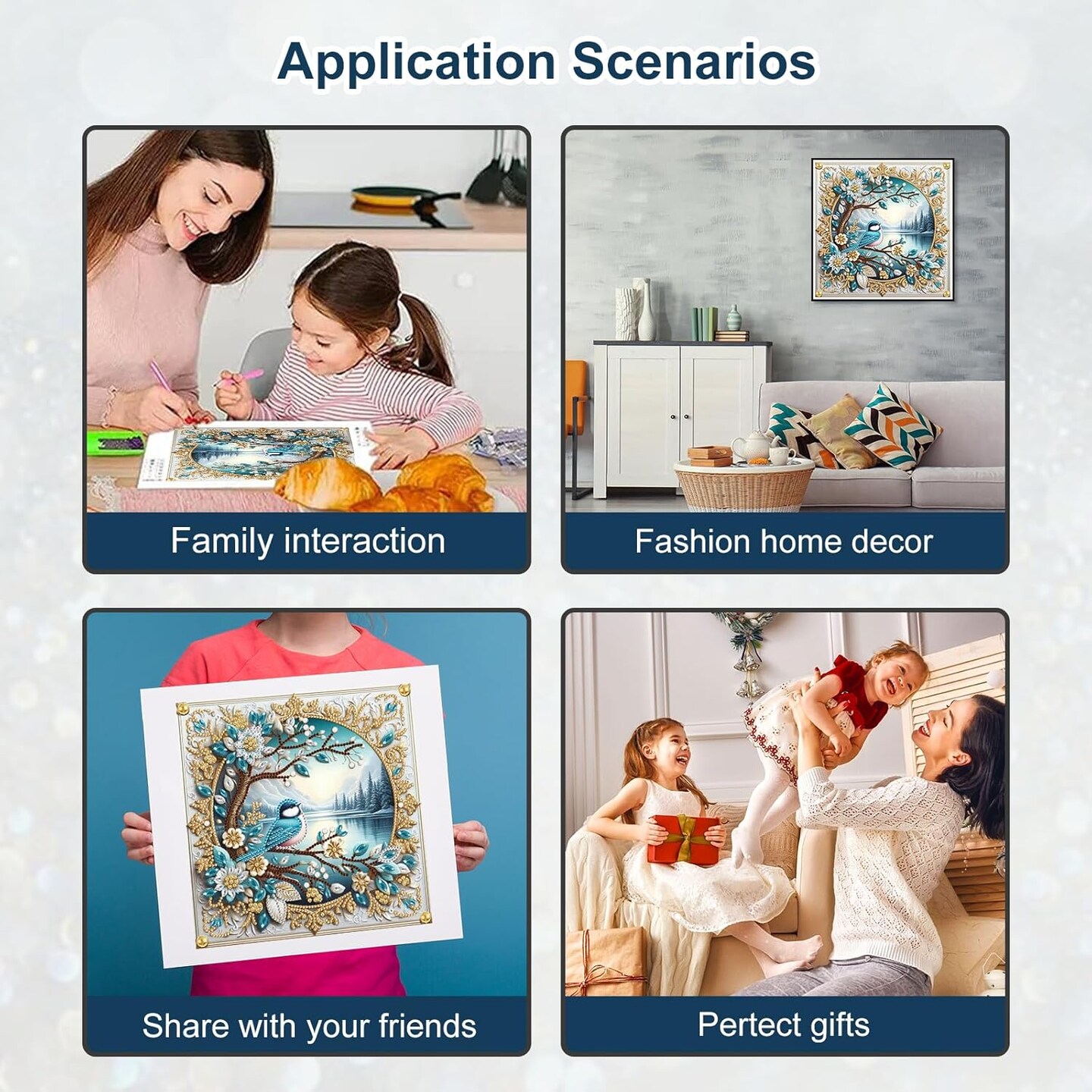 Diamond Painting Kits for Adults Bird, 5D Special Shape Diamond Art Kits for Beginners, Crystal Rhinestones Diamond Painting for Home Wall Decoration Gift 12×12inch, Flower