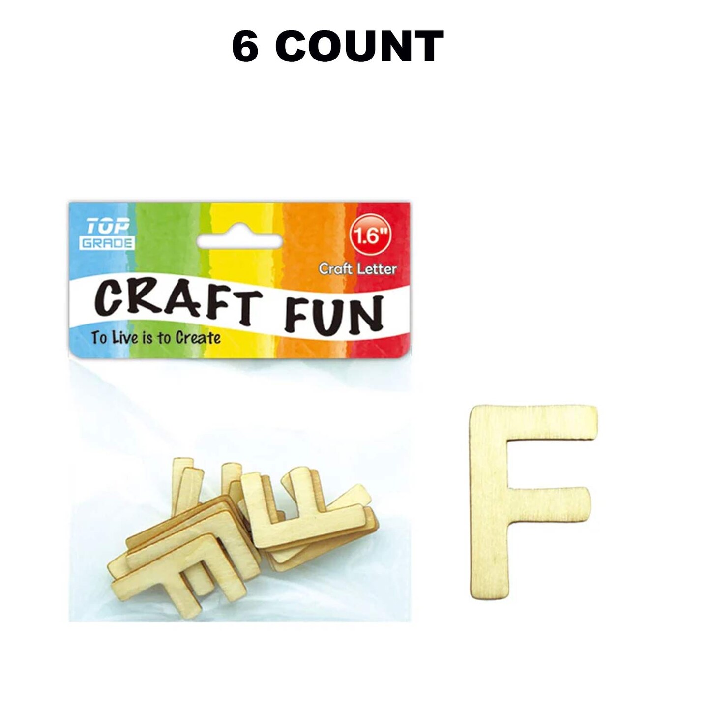Wooden Craft Letter F 1.6 Inch 12Ct