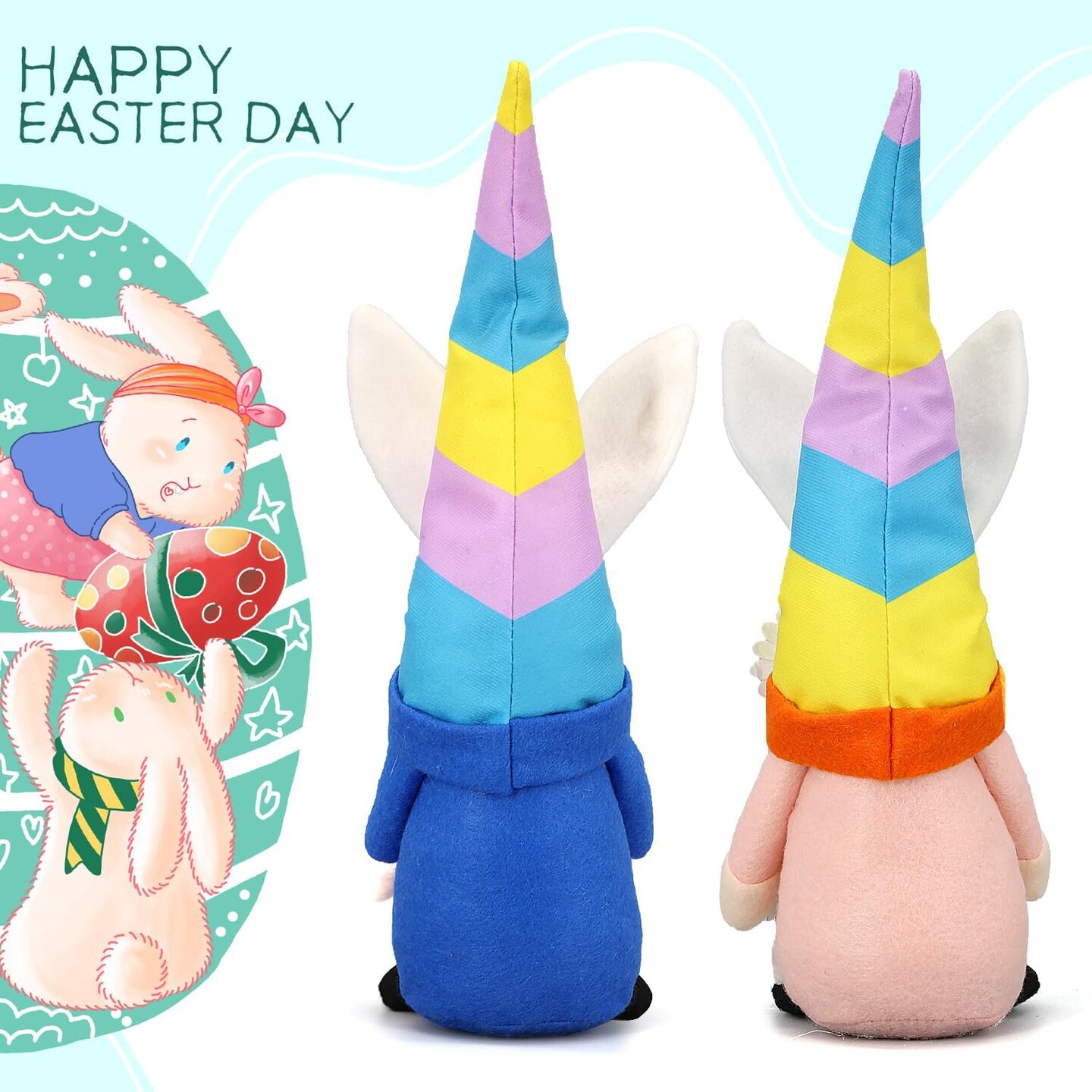 Easter Decorations - Bunny Gnomes Decorations for Home, Indoor, Tiered Tray, Office, Desk - Easter Decor - Spring Stuffed Rabbit Animal Figurines Centerpiece Table Decor