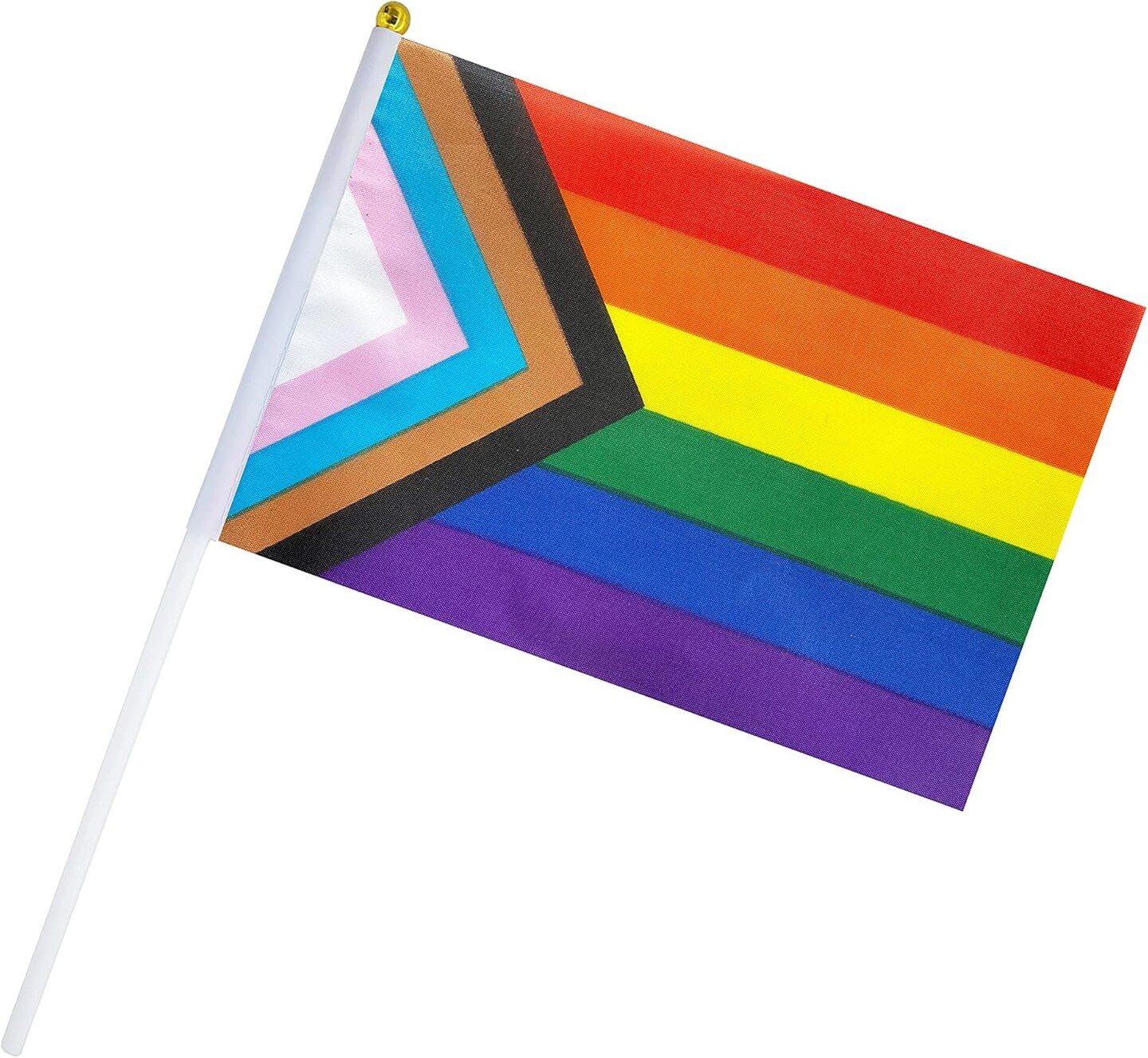 50 Pack Progress Rainbow Pride Small Mini Hand Held Stick Flag,USA American Rainbow Flag,Progress Party Decorations Supplies For Parades.