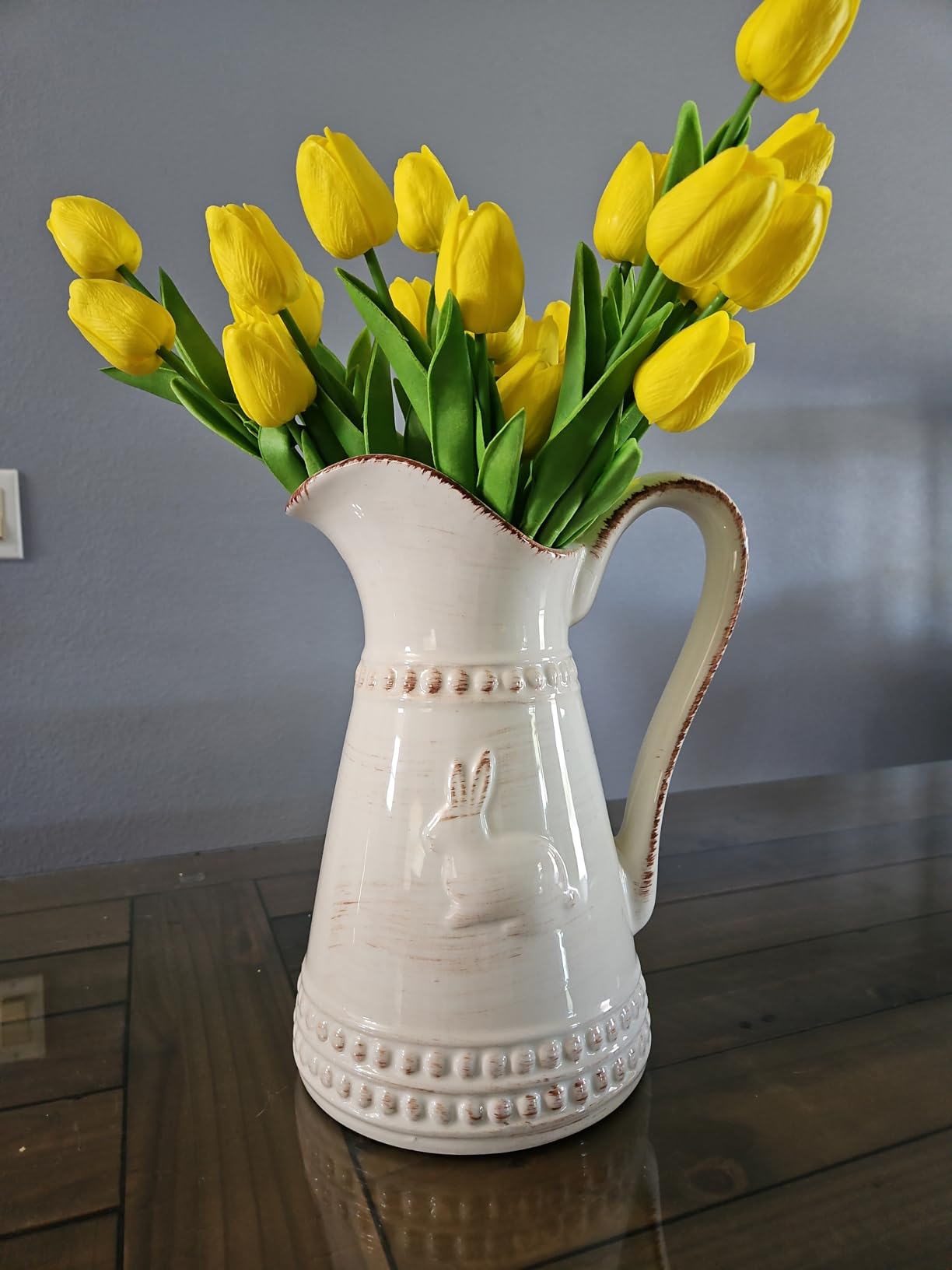 10pcs Artificial Yellow Tulips Faux Tulip Bouquet Real Touch Fake Flowers for Spring Mother&#x27;s Day Easter Wedding Home Decoration