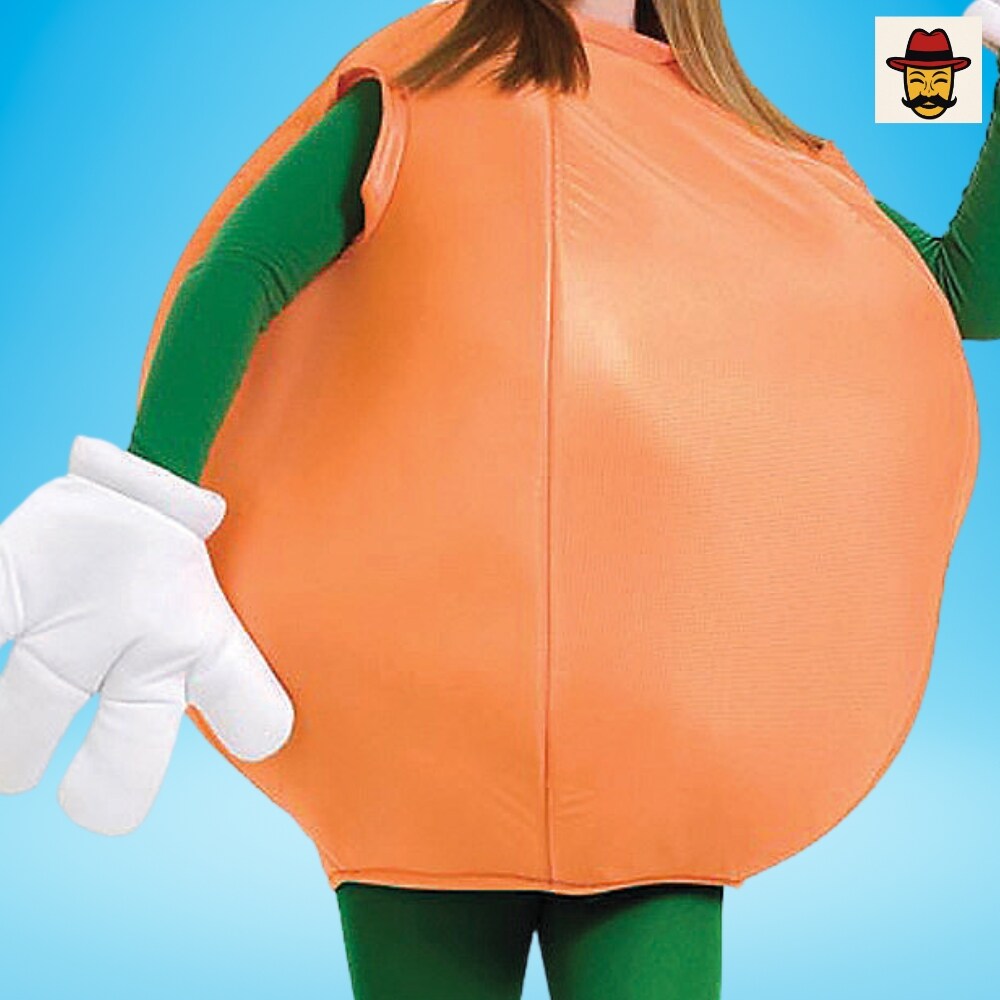 Orange Fruit Adult Costume Funny Smock Tunic with Hat Halloween Party Outfit