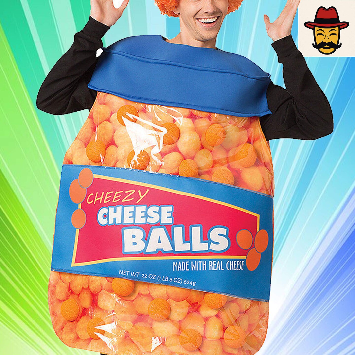 Funny Cheeseballs Adult Costume Snack Food Tunic for Halloween and Party Fun