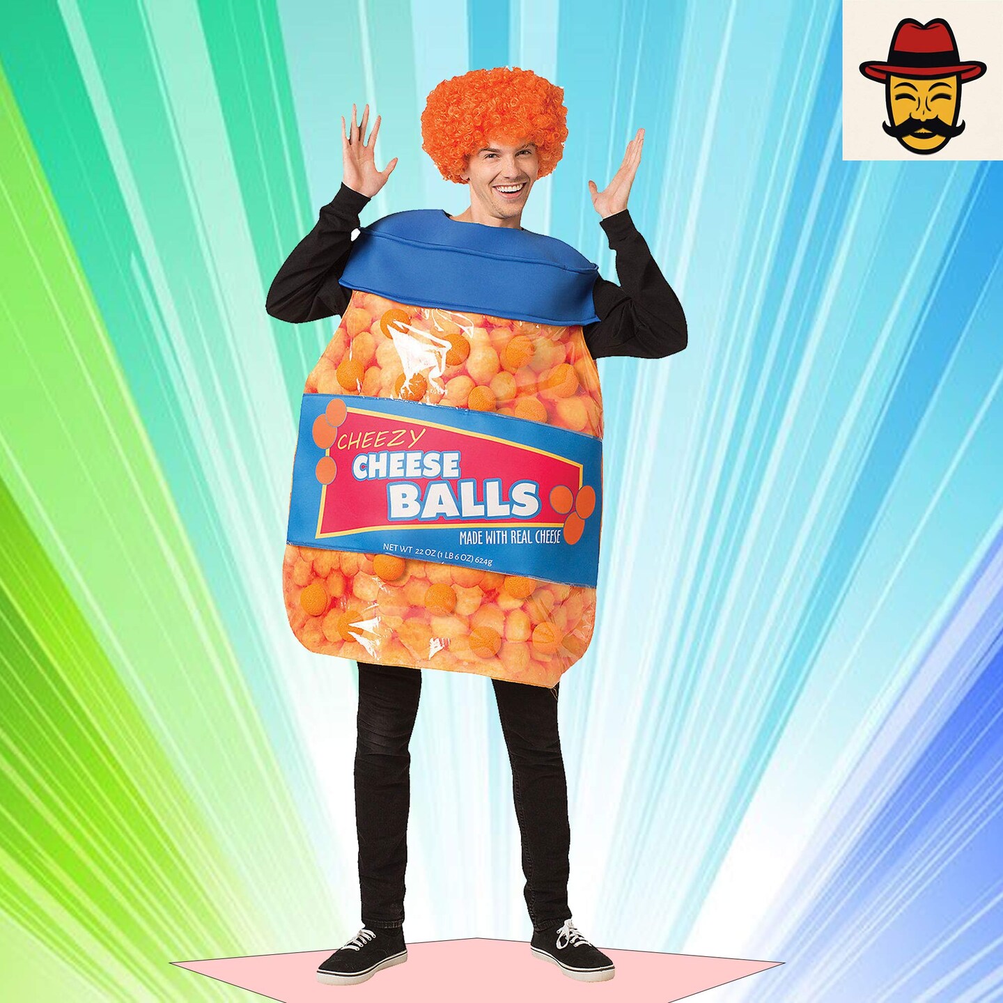 Funny Cheeseballs Adult Costume Snack Food Tunic for Halloween and Party Fun