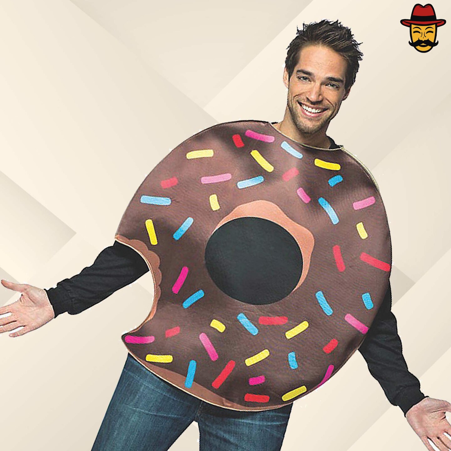 Adult Doughnut with Bite Costume Funny Pastry Tunic Sprinkles Halloween Party Outfit