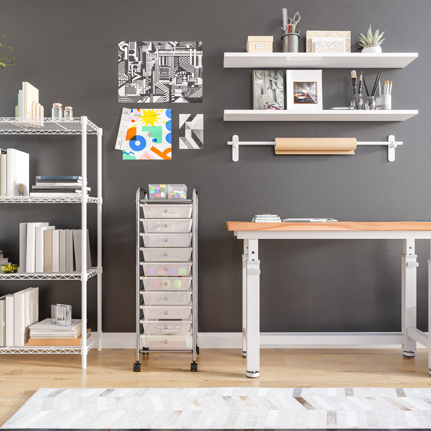 Seville Classics 10-Drawer Organizer Cart, 12.8