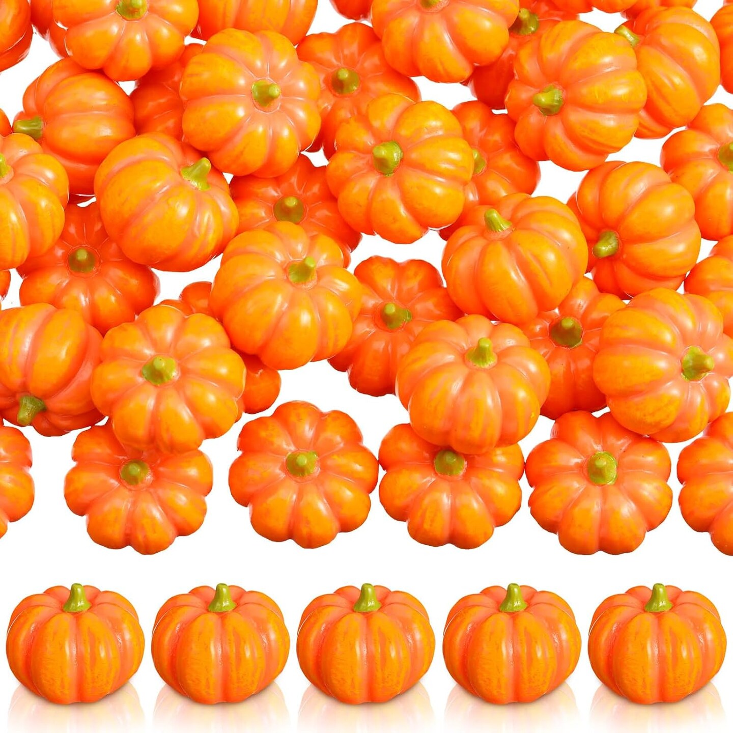 50 Pcs Mini Resin Pumpkins – Tiny Thanksgiving and Fall Decorations for Crafts, Vases, Table Centerpieces, DIY Projects, Home & Party Decor (Orange)