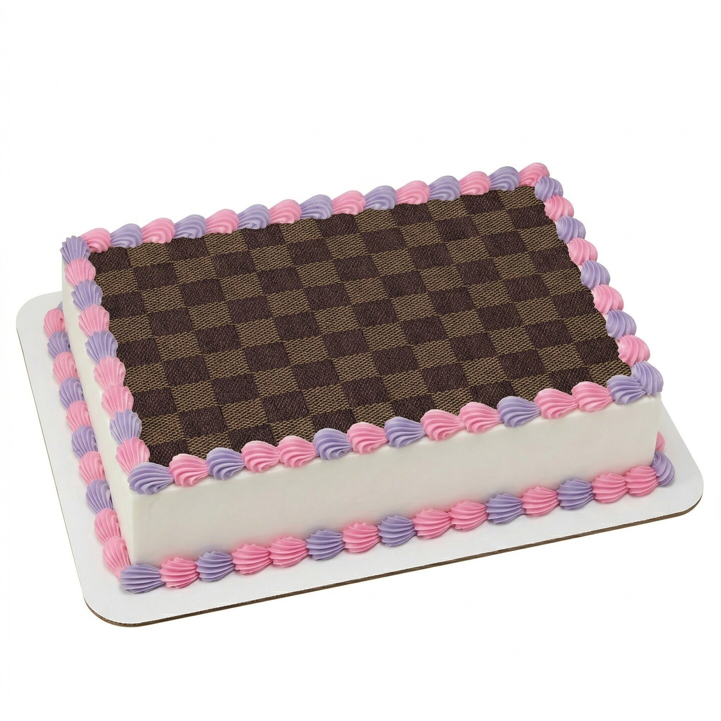 Brown Checkered Damier Pattern Edible Cake Topper Image, Personalized ...