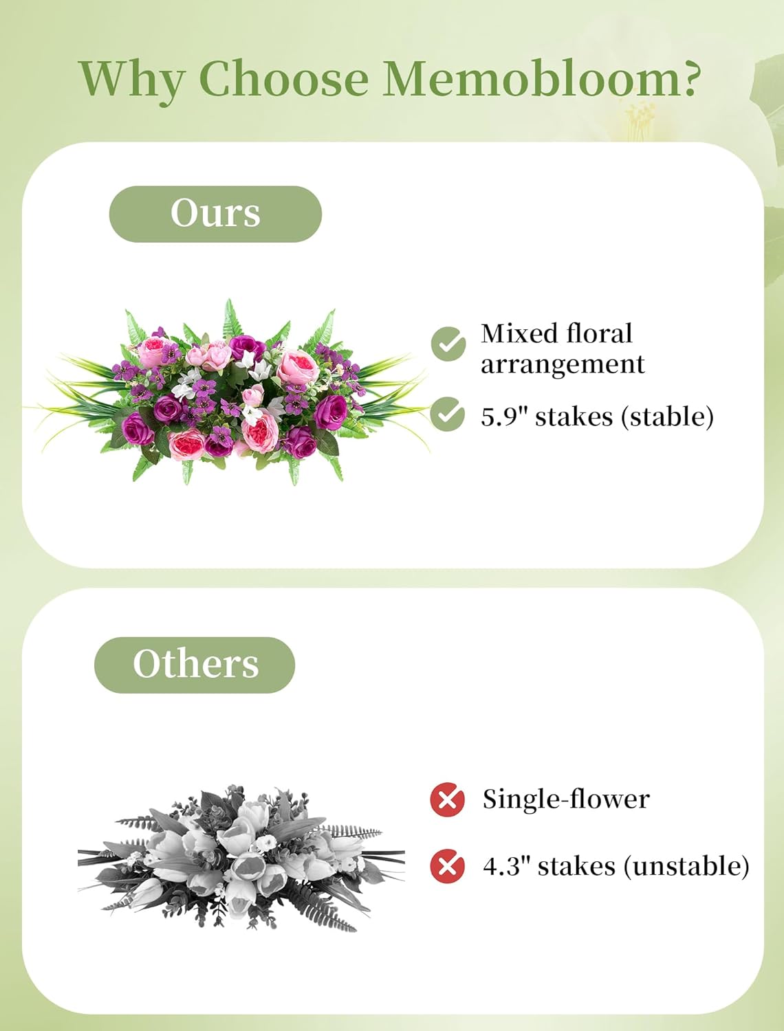 Artificial Cemetery & Memorial Flowers with Stake – Purple Roses & Pink Peonies Gravesite Bouquet, Outdoor Headstone Decoration, Weather-Resistant Memorial Arrangement (1 Piece)