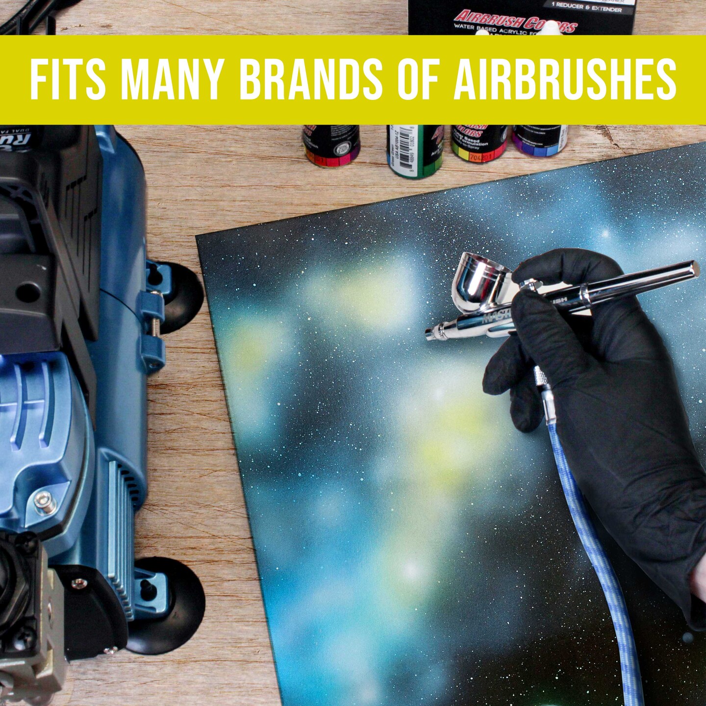 Premium 6 Foot Nylon Braided Airbrush Hose - Standard 1/8" and Non-Standard 1/4" BSP Adapter Fitting Connectors (Please note one end is 1/4" fitting and is not standard)