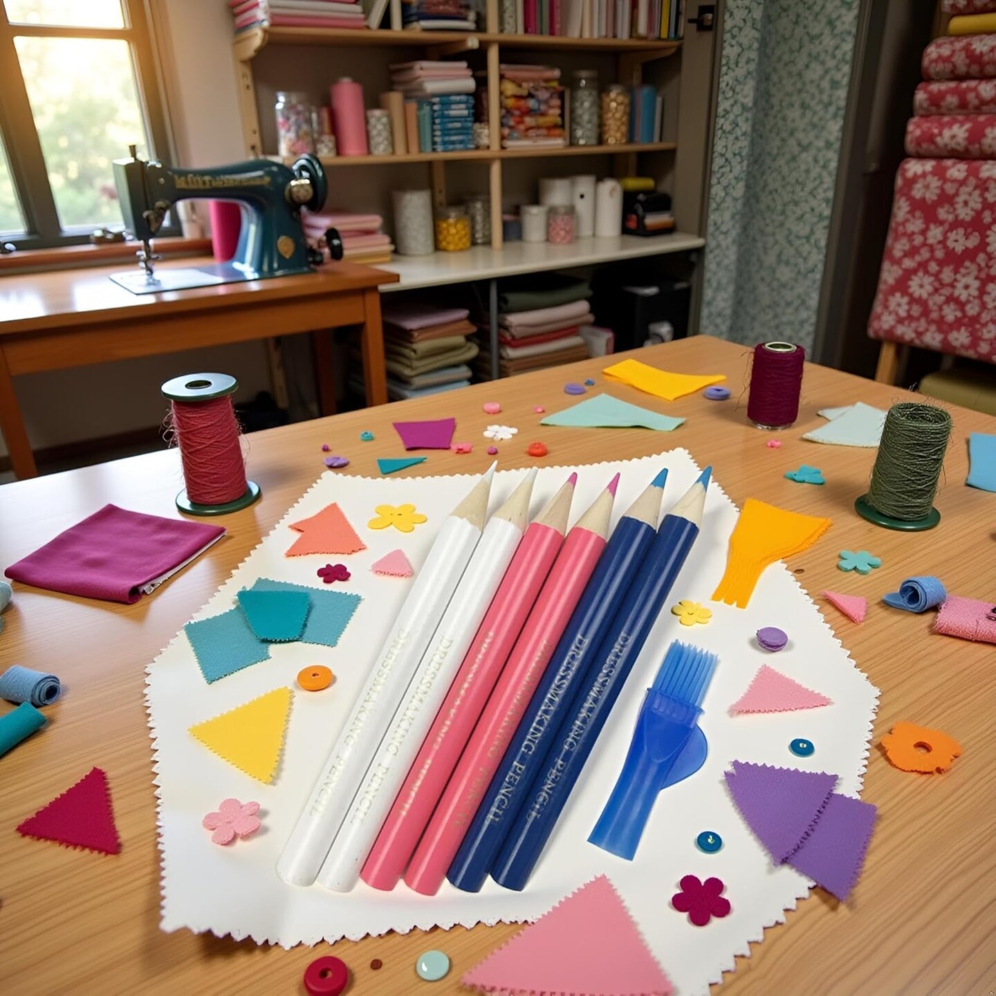 Sewing Fabric Pencils with Brush Tailor Pencils (Aqua)