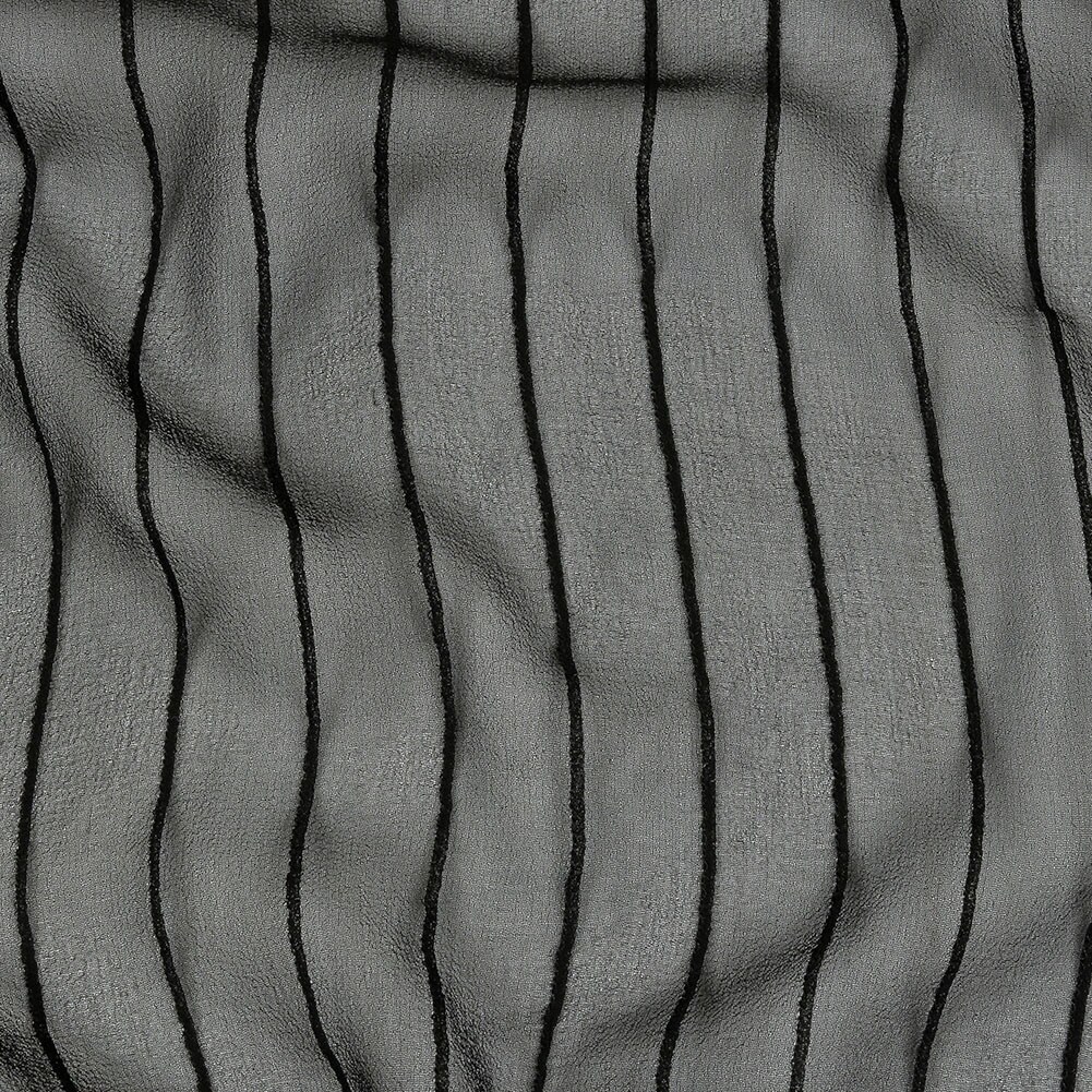 1 Yard Black Nebulosity Pintucked Silk Chiffon Fabric for Elegant Dresses 44 Inch Width