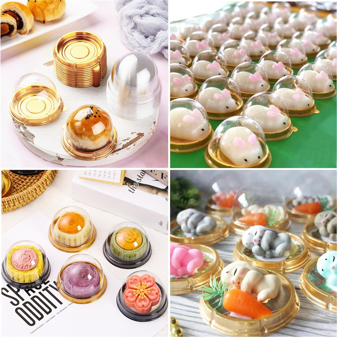 Mini Dessert Containers with Dome Lids, 100Pcs Clear Plastic Individual Ore Cookie holder, Small Cake Box for Mini Cupcake, Cocoa Bomb, Strawberry, Cheesecake and Mooncake